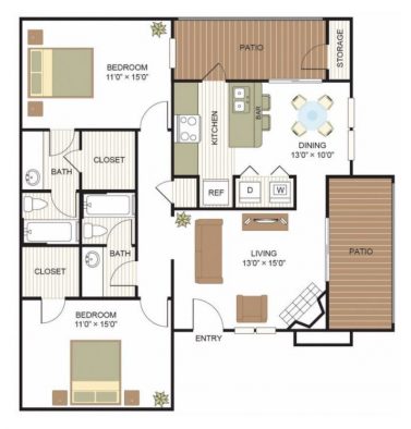 the floor plan for a two bedroom apartment at The  Biltmore