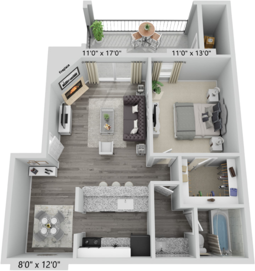 a floor plan of a two bedroom apartment at The  Biltmore